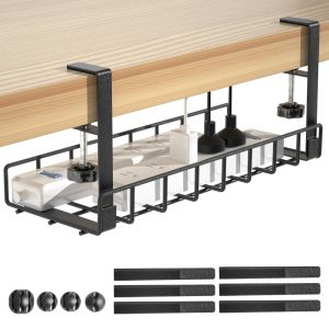 XMSJ | Under Desk Cable Management Rack Multi-purpose Wire Organizer Tray Office Desktop Cord Storage Shelf for Wire Arrangement Supp