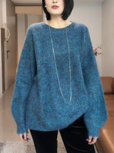 QINGNAER | Laid-back Soft Loose Slimming Big Size Womens Long Sleeve Sweater