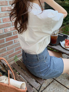 White Cotton Casual Shirt Womens Short Sleeve Summer New Style 2025 Korean Version Slim Fit Button up Pure Color Shirt