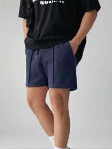 American Style Casual Mens Summer Sports Shorts Pure Color Knee-Length Running Training Fitness Shorts Breathable Cotton Knitted Wear Resistant