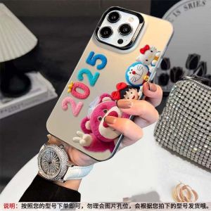 New Hardshell 17 Phone Case Cute Cartoon Strawberry Bear Colorful Silver Matte Shell Simple Stylish Customizable Protection