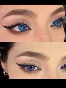 Eyeshare 1 Pasang Softlens MONTREUX Seri Ungu/Biru/Merah/Merah Muda/Coklat/Abu-abu Contact Lens Softlens 14.5MM Soflens Murah Free Lens Case