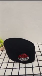Songkok Peci Hitam Logo Bismillah Merah Putih Putih tinggi Normal (9 cm) + Ada Dus Setiap Peci