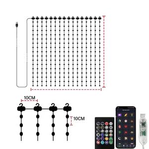 400LEDs Smart Curtain Lights Bluetooth App LED String RGB Fairy Lights DIY Music Change Display for Window Bedroom Decoration