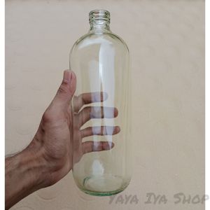 Botol kaca 1 liter / botol  bensin 1000 ml / botol minyak / botol jamu / botol minuman + tutup plug