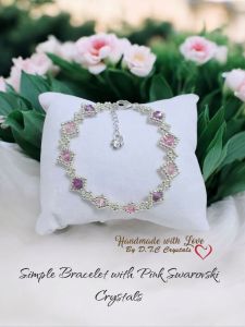 [D.T.C Crystals] Simple Bracelet with Pink Swarovski Crystals