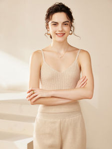 ZHENRONGDAO | Comfortable Pure Cashmere Womens Knitted Vest Underwear Short Style Fashionable Inner Wear Autumn Winter New Arrival