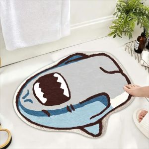 VIKAMA Fun Cartoon Little Fish Rug Soft Absorbent Bathroom Mat Non-Slip Kids Room Bedroom Carpet Home Decor