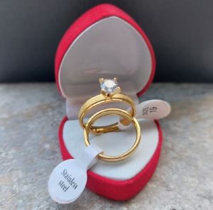 Cincin Couple Titanium Cincin Tunangan Mata Diamon Antikarat selamanya
