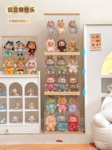 Labubu Display Box Dustproof Vinyl Doll Storage Box Plush Toy Transparent Cabinet Cubic Adult Wooden Puzzle Storage Organizer