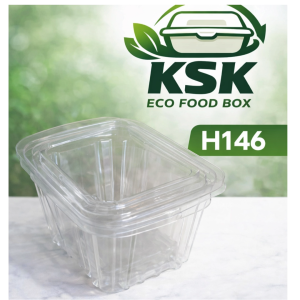 Hộp nhựa PET trong suốt H146 – giải pháp hoàn hảo để đựng trái cây bánh kem salad thực phẩm mang đi 🍓🥝🍰 ✔️ Thiết kế nắp gập tiện lợi – đóng mở nhanh chắc chắn ✔️ Chất liệu PET cao cấp – an toàn thực phẩm trong suốt đẹp mắt ✔️ Giữ form cứng cáp –