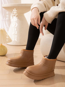 Winter Thickened Waterproof Snow Boots Womens Fur Integrated Anti-slip Warm Cotton Boot Northeast Snow Shoes Casual Mid-calf PU Leather