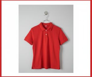 Blue Corner Ladies Collar Plain Red Honeycomb Polo Shirt for Women