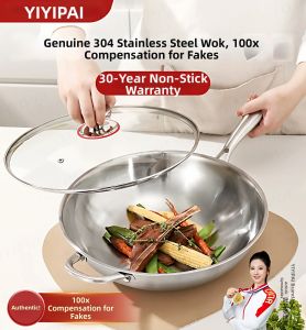 YIYIPAI | Chảo Chiên Chống Dính Thép Không Gỉ 304 Thực Phẩm Dày Dùng Cho Bếp Từ