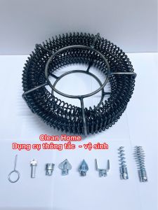 Dây thông cống lò xo phi 16 dùng máy khoan dài (21m + 6 đầu thông + 1 đầu kết nối)
