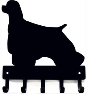 CIFBUY Wrought Iron Key Holder Cocker Spaniel Dog Wall Art Metal Hooks for Keys Towel Rack Vintage Home Decor