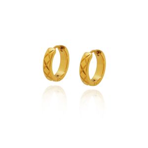 Quilted Hoop Earrings Rose • Waterproof Non-Tarnish Statement Huggies Earring For Women Men ER434 Solis Jewelry