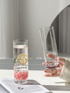 Creative Crystal Glass Cup Milk Tea Bubble Water Cup Home Use Juice Cold Drink Glass Cup Transparent Color Ins Style Water Cup