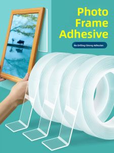 Wall-Mounted Picture Hanging Hooks Frameless Adhesive Hooks No-Drilling Magic Sticky Hooks for Artwork Photos No-Scratch