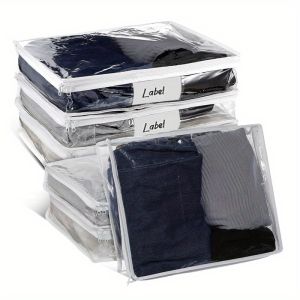 1pc Clear Zippered Storage Bags Plastic Sweater Storage Bags with Zipper Clothing Organizer for Blankets Bed Sheet Quilt Clothes