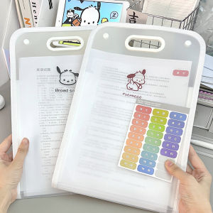 Large Capacity A4 Vertical Accordion Bag High Aesthetic Value Cartoon Multi-layer Handheld Pouch Perfect for Exam Papers