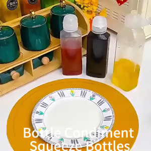 6Pcs 300/500ML Oil Bottle/Plastic Condiment Squeeze Bottles/Kitchen Ketchup Salad Olive Oil Bottles
