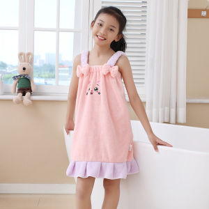 Light Summer Girls Strap Bath Robe Childrens Towel Adult Wearable Absorbent Quick-Drying Non-Shedding Polyester Fiber