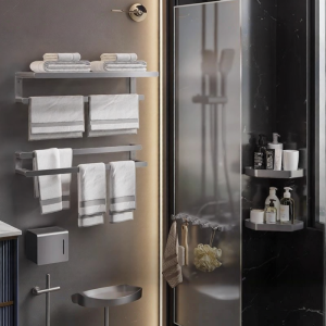 JOMOO | Gray Space Aluminum Bath Towel Rack