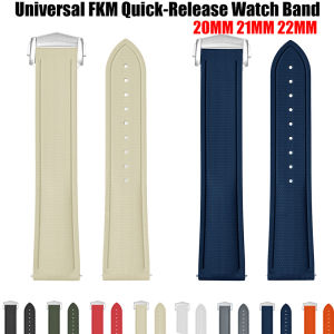 New 20mm 21mm 22mm Universal Quick Release Watch Strap Premium Grade Soft FKM Rubber Watch Strap Perfect Fit Flat End