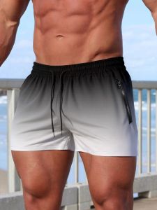 Summer Mens Swimming Trunks With Zipper Pockets Shorts Running Sport Swimming Shorts Mesh Liner Breathable Sports Shorts