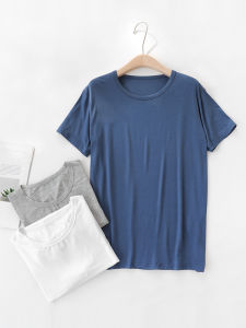 Áo Thun Modal Ice Silk Mùa Hè Tay Ngắn Cổ Tròn Mỏng Thường Ngày Cho Nam Áo Thun Cơ Bản Thoáng Khí Thoải Mái Mặc Hàng Ngày