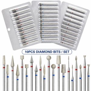 10Pcs 3/32" Diamond Nail Drill Bits – Rotary Milling Cutters for Electric Manicure & Cuticle Removal