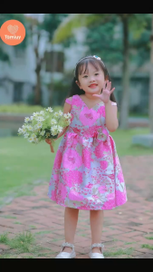 Đầm Xòe Vải Gấm Họa Tiết Bông Tamiuy Dành Cho Bé Gái (10-40kg)
