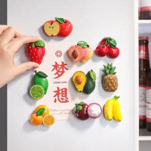 Emulational Fruit 2024 New Arrival Refridgerator Magnets Resin 3D Three-Dimensional Creativity Decorative Cute Magnetic Paste Accessories Props Candy Toy