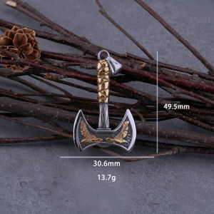 Stainless Steel Viking Warrior Odin Axe and Raven Necklace Men Fashion Hip Hop Amulet Pendant Viking Jewelry Boyfriend Gift