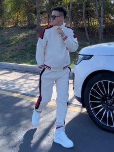 Luxurious Fleece Lined Thickened Straight Leg Pants Sweatshirt Set for Men Autumn Winter New Style Casual Fashion Two Piece Suit