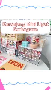 Keranjang Mini Plastik Lipat Serbaguna Kotak Penyimpanan Aksesoris Box Storage Organizer