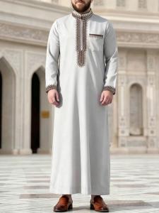 Mens 2026 Long-Sleeved Ethnic Style V-Neck Embroidered Zipper Design Traditional Clothing
