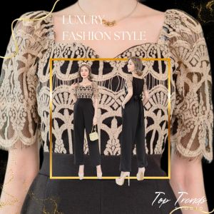 ชูด TOP TREND JL01 จั้มสูทลูกไม้ ลูกไม้ลายมงกุฎ the crown (M34-38”) ชุดผู้หญิง ชุดออกงานหรูๆ ชูดทำงาน แฟชั่นผู้หญิง2022