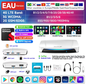 Carlinkit Android 13 Carplay Ai Box Qualcomm 660 6225 8-Cores 128G Wireless Carplay Android Auto Smart Tv Box Gps 4glte For Iptv