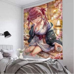 VIKAMA Anime Girl Tường Thảm Dễ Thương Phong Cách Ngọt Ngào Nghệ Thuật Poster Vải Trang Trí Cho Phòng Ngủ Nữ Có Thể Giặt Bằng Máy Chống Thấm Nước