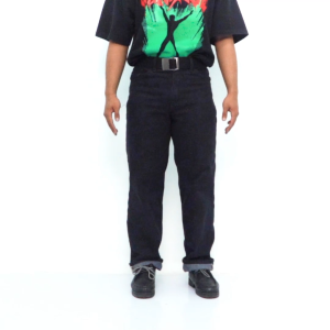 KUZI PROJECT - Celana jeans - Ragnar 135oz - Black Indigo - Denim Washed - Selvedge Accent Shellstich - Slim Straight fit