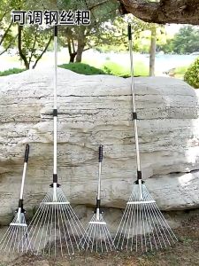 คราดหญ้า คราดถากหญ้า 15ฟัน คราดตะกาวมือเสือ คราดเหล็ก ปรับระดับ พร้อมด้าม แข็งแรง สเตนเลสสตีลคุณภาพสูง