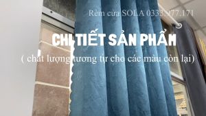 rèm cửa chống nắng màu xanh dương họa tiết bông nhỏ may hoàn thiện có độ nhún rèm cửa sola