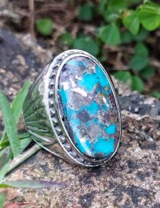 Cincin Batu Pirus Persia Oval Jumbo Kualitas HQ