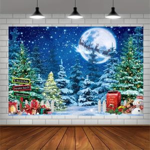 VIKAMA Christmas Wonderland Tapestry Reindeer Sleigh Arctic Post Office Living Room Childrens Room Holiday Decorations