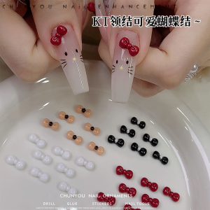 Kitty Cat Bow Tie Nail Decoration Sweet Heart Adorable 3D Nail Art Tools Long Lasting Glossy Finish for Various Skin Types