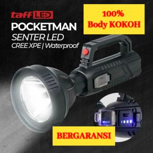 100% Kokoh SENTER LED BESAR 1500 mAh Pocketman Super Terang Jauh 2KM ORI Tahan Air/Senter LED Cas Waterproof USB Recharge Cas