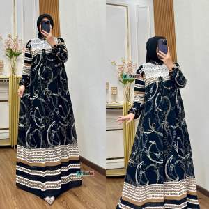 Gamis Ceruty Babydoll Motif Viral Terbaru Cantik Ld 110 cm Pb 140 cm