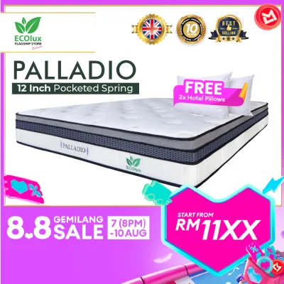 ECOlux - Palladio 12inch HOTEL Grade | Pocket Spring Mattress | Back Support | Medium Firm | Anti- Static